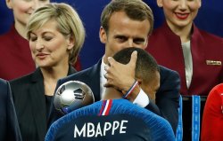 Mbappe Macron and a buggy flag Meme Template