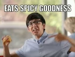 Eats Spicy Goodness Meme Template