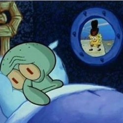 Squidward in bed Meme Template