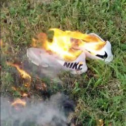 Nike's burning Meme Template