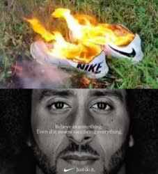 Kaepernick burning Nike shoes Meme Template