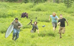 Bear chasing away photographers Meme Template
