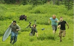 filmcrew running from bear Meme Template