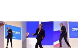 Theresa May walking confidently Meme Template