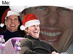 Tom Cruise laugh christmas santa hat Meme Template
