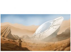 CRASHED UFO IN THE DESERT "FLYING SAUCER" BLANK Meme Template