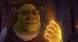 Shrek Glowing Hand Meme Template