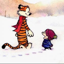 Calvin and Hobbes, Snow thoughtful talking Meme Template