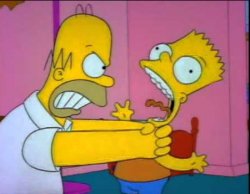 Homer strangling Bart Meme Template