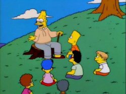 Simpsons grandpa with kids Meme Template