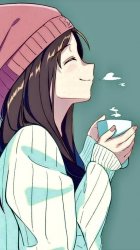 Anime girl with coffee Meme Template