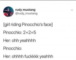 Girl riding Pinocchio’s face Meme Template