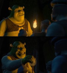 Shrek puts out torch Meme Template