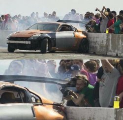 Guy gets hit by drift car wing Meme Template