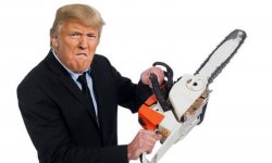 Trump with a chain saw Meme Template