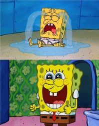 SpongeBob sad and happy Meme Template