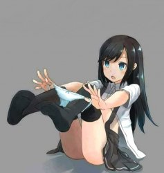 Anime schoolgirl pulling panties off Meme Template