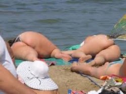 Fat woman on beach Meme Template