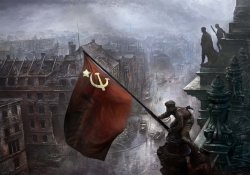 Soviet Flag on Reichstag Meme Template