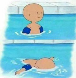 Caillou in the Pool Meme Template