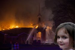 Disaster girl mormon church Meme Template