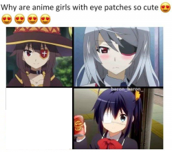 anime girls with eye pathes are cute Meme Template