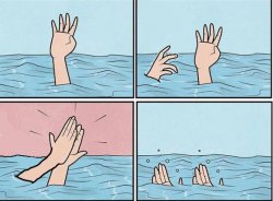 slap hand help but slapping hand is drowning Meme Template