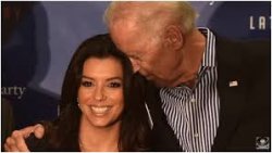 Joe Biden sniffs Eva's hair Meme Template