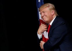 Trump Hug Flag Meme Template