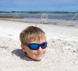 Boy buried in sand Meme Template