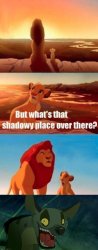 Shadowy Place Simba and Hyena Meme Template