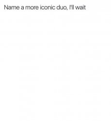 Name a more iconic duo, I'll wait Meme Template