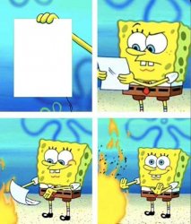 Sponge bob burning letter Meme Template