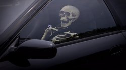 Skeleton in Car Meme Template