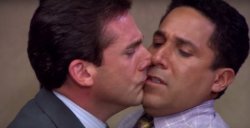 Michael and Oscar kissing Meme Template
