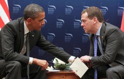 Obama colluding with Medvedev Meme Template