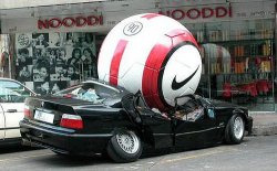 Soccer ball crushes car Meme Template