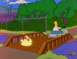 Homer Burning Bridge Meme Template