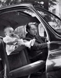 Baby Riding in Front Seat (circa: 1953) Meme Template