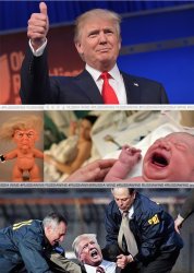 Trump is strangling a baby in the Russian sex tape Meme Template