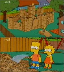 Bart destroys box fort Meme Template