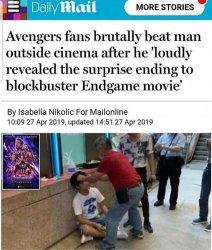 Avengers fan brutally beat man outside cinema Meme Template