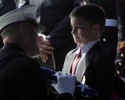 Boy Receiving Dad's Flag Meme Template