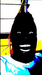 black guy laughing in dark deepfried Meme Template