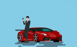 businessman leans on sports car Meme Template