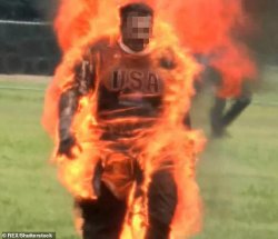 flaming man Meme Template