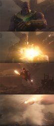 Thanos escaping from Titan Meme Template