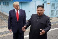 Trump looking at Kim Meme Template