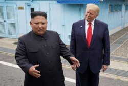 Trump looking at Kim Meme Template