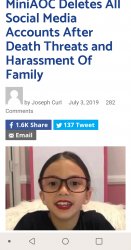 Ocasio ortez sends her ppl to threaten & doxx 8 year old girl Meme Template